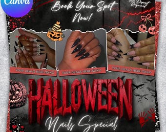 Halloween Nail Special Flyer, DIY bearbeitbare Leinwand