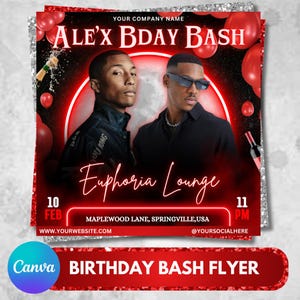 Birthday Flyer, Birthday Party Flyer, Men&#39;s Birthday Flyer, Male Birthday flyer, Birthday Boy, Bday Party invite, Canva Editable