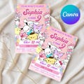Kitten Birthday Invitation, Editable Birthday Invitation, Pink Girls Birthday Invitation, Cute Kitty invite, Canva Editable