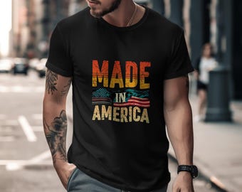 Vintage Made in America T-Shirt: Retro USA Flag Graphic Tee