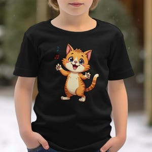 Cute Singing Cat Graphic Tee, Adorable Cartoon Cat T-Shirt, Fun Animal Lover Gift, Cute Orange Cat Illustration, Singing Cat Tee
