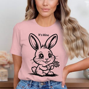 Cute Bunny Holds Carrot T-Shirt, Adorable Rabbit Tee for Animal Lovers, Funny Easter Bunny Shirt, Cute Pet Design T-Shirt