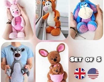 SET of 5 Crochet Patterns / Amigurumi Tutorial PDF files Eng