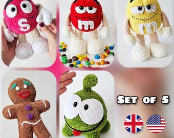 SET of 5 Crochet Patterns / Amigurumi Tutorial PDF files Eng