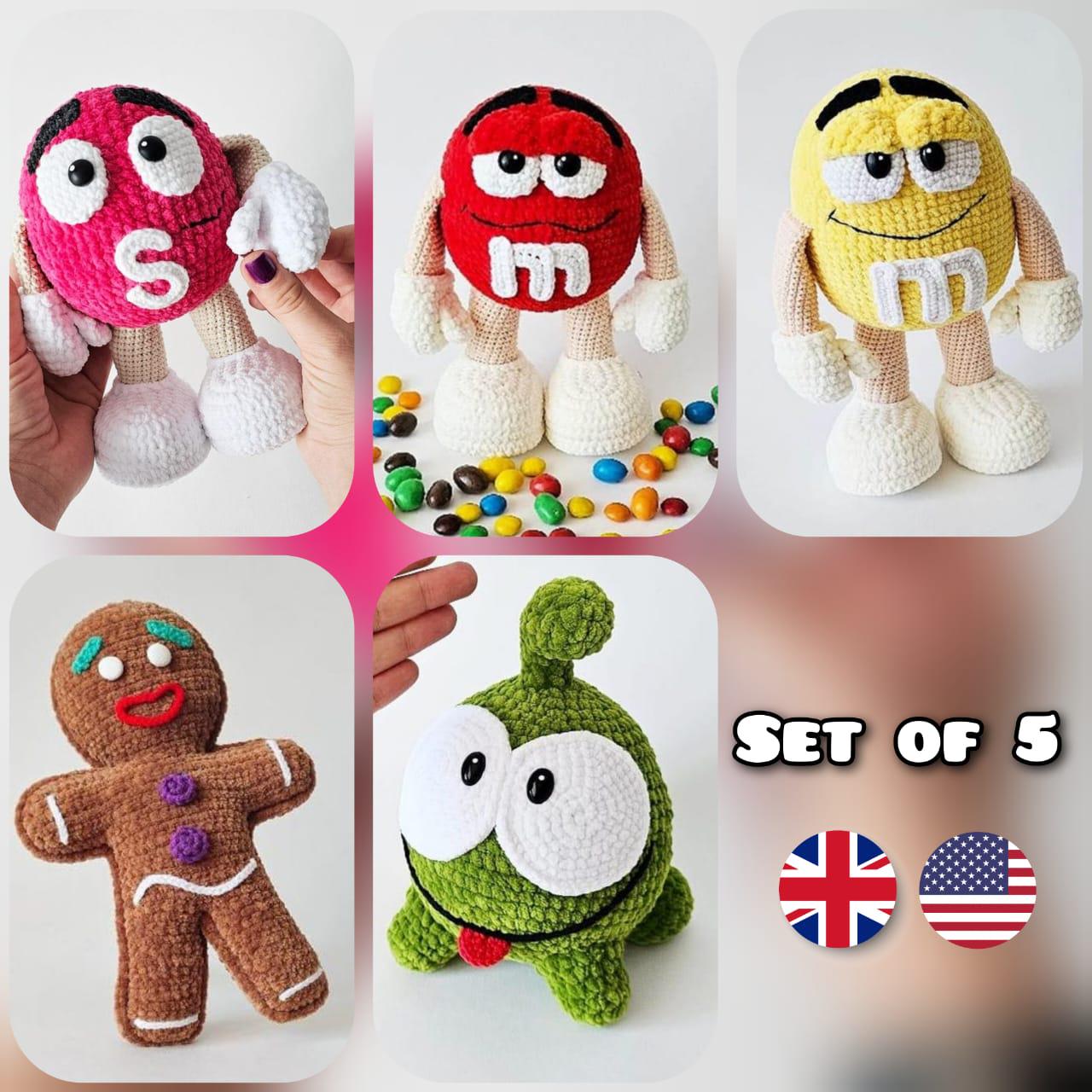 SET of 5 Crochet Patterns / Amigurumi Tutorial PDF files Eng