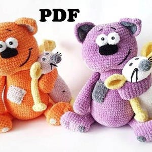 CROCHET PATTERN Cat and Mouse / Amigurumi tutorial PDF file Eng Wire frame