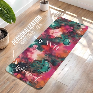 Personalized Ink Marble Yoga Mat, Custom with Name or Initials, Workout Mat for Pilates & Gym, Unique Gift for Yoga Lovers, Gift for Her