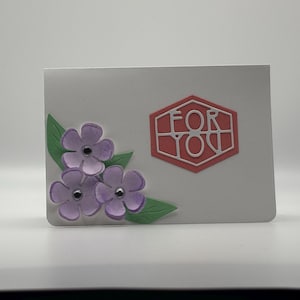 Porta tarjetas de regalo "For You", diseño de flores, colorido, hecho a mano.