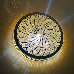 Large Moroccan Wall Light Handmade Brass Sconce, Luxury Flush Mount Fixture, Boho Oriental Shadow Wall Decor 30–100 cm