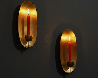SET OF 2 Moroccan Oval Brass Gold Leaf Candle Holder Wall Light, Moroccan Brass Wall Light Modern Design, Wall Decor,
