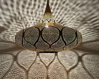 Marokkaanse kroonluchter, koperen hanglamp, boho hanglamp, decoratieve lamp, handgemaakte plafondlamp, boho verlichtingsdecoratie,