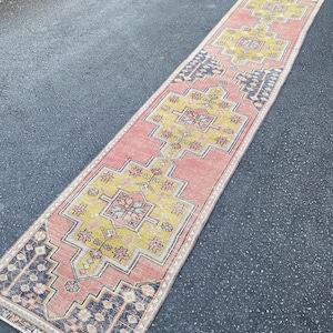 Vintage Oushak Runner Rug: Long Turkish Hallway Rug (2.8 x 16.0 ft).Tax Free USA