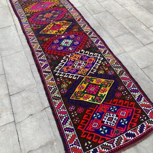 3x11 Turkish Runner Rug,Runner Rug,Oushak Rug,Vintage Rug,Office Rug,Design Runner Rug,Hallway Rug, Handmade Runner Rug,&#39;&#39;3.0 x 10.9 &#39;&#39; ft