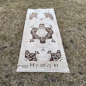 3x8 Turkish Runner Rug,Runner Rug,Oushak Runner Rug,Vintage Rug,Design Runner Rug,Brown Hallway Rug, Handmade Runner Rug,'' 3.0 x 7.5 '' ft