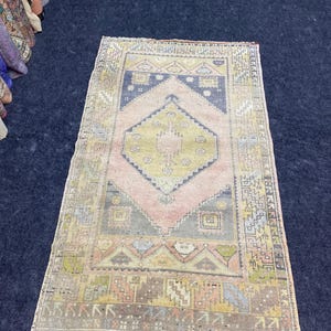 Tappeto fatto a mano 3x5, tappeto Oushak, tappeto orientale, tappeto per la casa, tappeto antico, tappeto decorativo di design, tappeto turco, tappeto rosa &quot; 3,0 x 5,2 &quot; piedi.