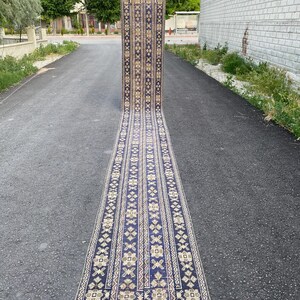 Vintage Oushak Runner Rug: Long Turkish Hallway Rug (2.5 x 20.8 ft).Tax Free USA