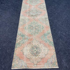 3x8 Runner Rug,Turkish Runner Rug,Oushak Runner Rug,Vintage Rug,Design Runner Rug,Hallway Runner Rug,Handmade Runner Rug,&#39;&#39;2.7 x 8.4 &#39;&#39; ft