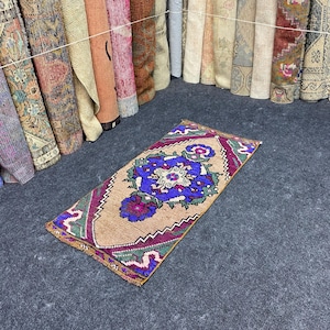 2x3 Oushak Rug,Vintage Rug, Turkish Rug, Mini Rug,  Handmade Rug, Small Rug, Bedroom Rug, Wool Rug, Bathroom Rug, Doormat rug,&quot;1.3 x 2.9&quot; ft