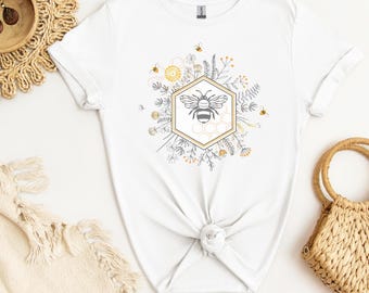 Shirt met bijenthema, shirt bijenhouder, shirt leraar bij, Earth Day, shirt Save the Bees, cadeau natuurliefhebber, cadeau honingbij, shirt bloemen bij