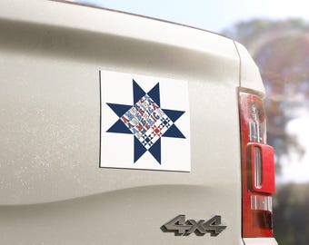 Magneti per auto patriottiche, quadrato trapuntato con stella americana, perfetti per decorazioni natalizie, accessori per viaggi su strada, 4 luglio, Memorial Day