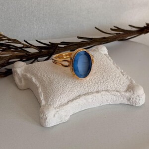 Natural Blue Lavender Gold Ring, Solid Gold Chunky Statement Ring, Ceylon Crystal Gold Ring, Tanzanite Bridal Set, Stacking Ring