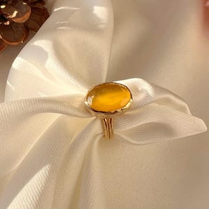 Anello con citrino autentico, anello placcato oro con pietra gialla fatto a mano, anello in oro vintage, anello massiccio fatto a mano, regalo per la festa della mamma