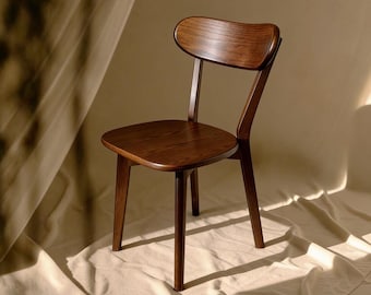 Minimalist Solid Wood Dining Chair,  Mid Century Modern Wooden Living Side Chair