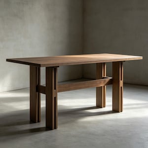 Modern Wood Table, Rectangular Kitchen Table, Dining Room for 4 to 6
