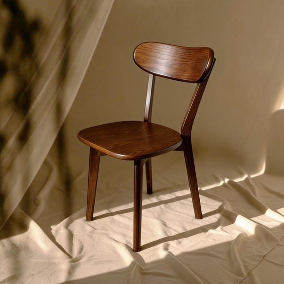 Minimalist Solid Wood Dining Chair,  Mid Century Modern Wooden Living Side Chair
