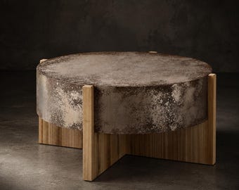 Low-Profile Accent Coffee Table, Rustic Industrial Farmhouse Style Centerpiece for Living Room