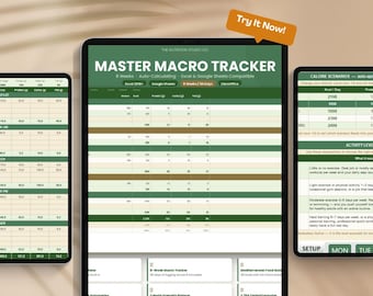 Makrospårningsark Excel och Google Sheets | 8-veckors kaloriräknare med BMR TDEE-kalkylator | Matplanerare | Direkt nedladdning