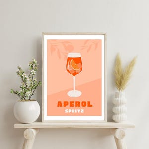 Póster vertical de Aperol Spritz, decoración retro para el hogar, arte mural de cócteles, decoración de bar, ambiente veraniego, regalo para amantes de las bebidas.