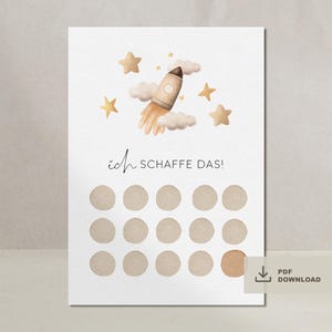 Belohnungssystem Kinder Belohnungsplan Belohnungstafel Motivation für Kinder Wochenplan Belohnung PDF Download zum Ausdrucken RAKETE STERNE