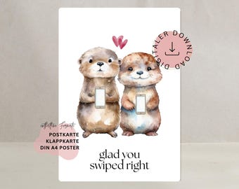 Carte d'amour Ravie que tu aies swipé à droite Tinder Carte d'anniversaire pour ta copine Carte de Saint-Valentin Carte d'anniversaire Rencontres Partenaire Parfait TÉLÉCHARGEMENT NUMÉRIQUE