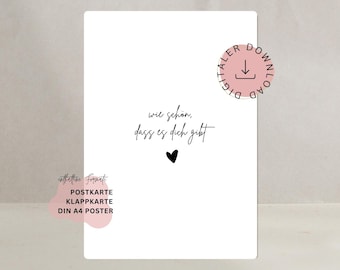Tarjeta de amistad, tarjeta de amor, tarjeta de regalo para novia, qué maravilloso que existas, solo porque sí, tarjeta de cumpleaños, tarjeta de San Valentín, DESCARGA DIGITAL