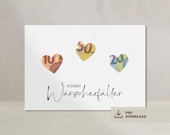 Cash gift Birthday Birthday gift Little wish fulfiller Last minute gift to print DIGITAL DOWNLOAD