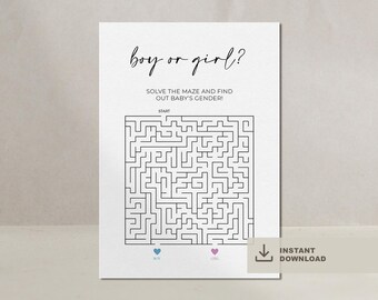 Gender Reveal Maze Boy or Girl Baby Shower Digital Download Gender Announcement He or She | TWO
