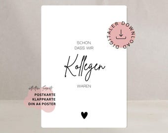 Afscheidskaart voor een collega. Het was fijn om collega te zijn. Een nieuw begin. Een nieuwe baan. Vriend/collega. Afscheidskaart. Aanmoedigingskaart. DIGITALE DOWNLOAD