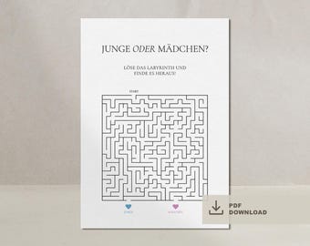 Baby Gender Reveal Puzzle Maze Boy or Girl Digital Download Gender Reveal Baby Shower | ONE