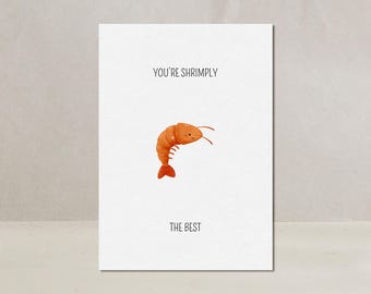 Karte Freundschaft You're Shrimply the Best Freundin Geburtstagskarte Lustige Postkarte Shrimp Valentinstag Liebe Einfach So Aufmunterung