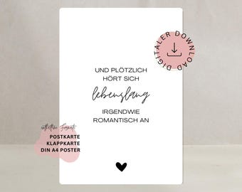 Karte Liebe Lebenslang Glückwunschkarte Hochzeit Verlobung Jahrestag Valentinstag Hochzeitstag Liebeskarten DIGITALER DOWNLOAD