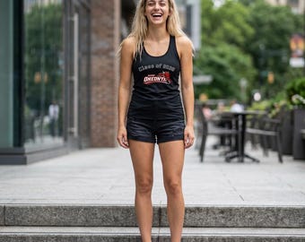 Damen Racerback Tank Oneonta Red Dragons Campi Mode Geschenk für sie Wohnheim Wear Spieltag Casual Grad präsentieren Bett-Party-Idee Team Spirit