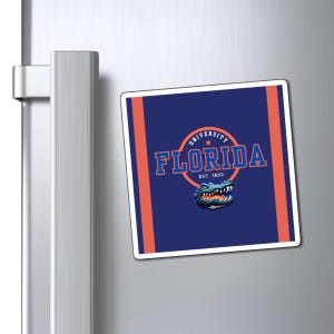 University of Florida Gators Magnet, Square Magnet, Refrigerator Magnet, Gators Fridge Magnet, College Pride Magnet, Dorm Accessories