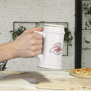 SUNY Cortland College University Ceramic Stein Mug, Student Drinkware, Beer Tankard, Graduation Gift, College Logo Stoneware Cup