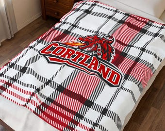 SUNY Cortland University Velveteen Plush Blanket College Dorm Dragons Pride Freshman Gift Graduation Present for her Congratulations Student