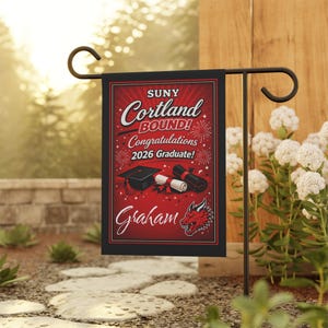 Copy of SUNY Cortland Flag Garden House Banner Outdoor Decor Red Dragon Pride Banner College Flag College Bound Student Graduate High School