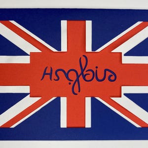 Ambigramme "anglais / english" (carte+enveloppe découpées)