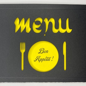 Ambigramme "Menu / Miam" (carte+enveloppe découpées)