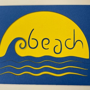 Ambigramme "Plage / Beach" (carte+enveloppe découpées)