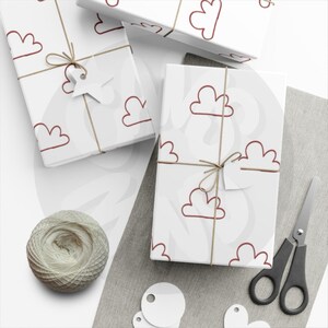 Carta da regalo - Motivo nuvole bordeaux, rotolo di carta da regalo per regali, regali, artigianato, scrapbooking, festività